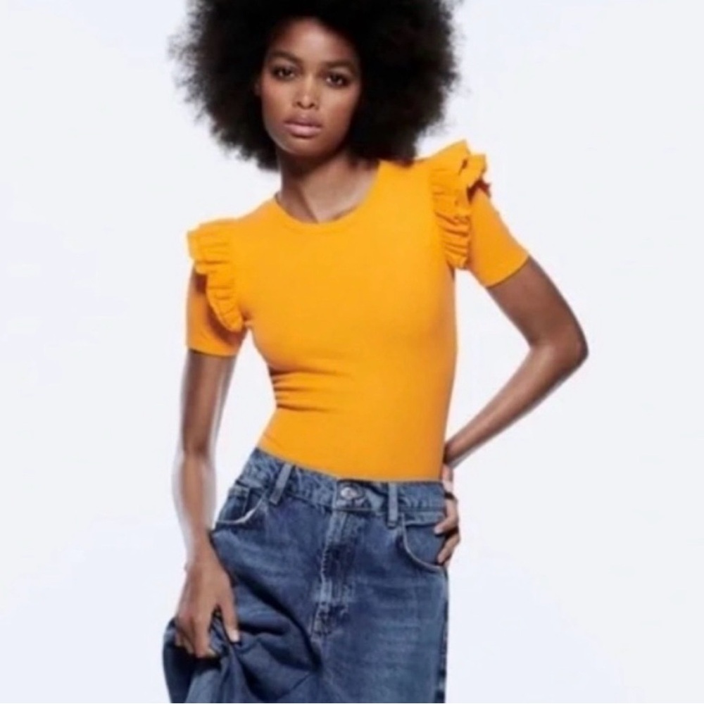 NWT Zara Orange Bodysuit Size S New